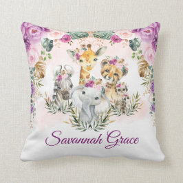 Chic Tropical Jungle Safari Wild Animals Baby Girl Kissen