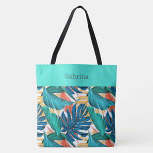 Chic Tropical Mit Monogramm Tote Bag Tasche