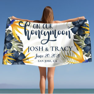 Chic Tropical Personalisiert Wedding Flitterwochen Strandtuch