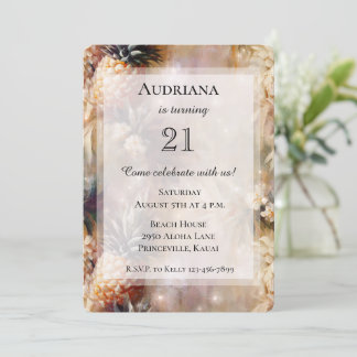 Chic Tropical Pineapples Sparkle Geburtstag Einladung