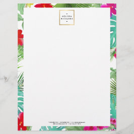 Chic Tropical Print Watercolor Designer Briefbogen