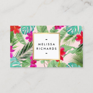 Chic Tropical Print Watercolor Designer Rosa Visitenkarte