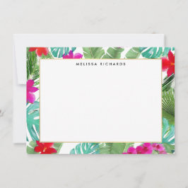 Chic Tropical Print Watercolor Flat Note Card