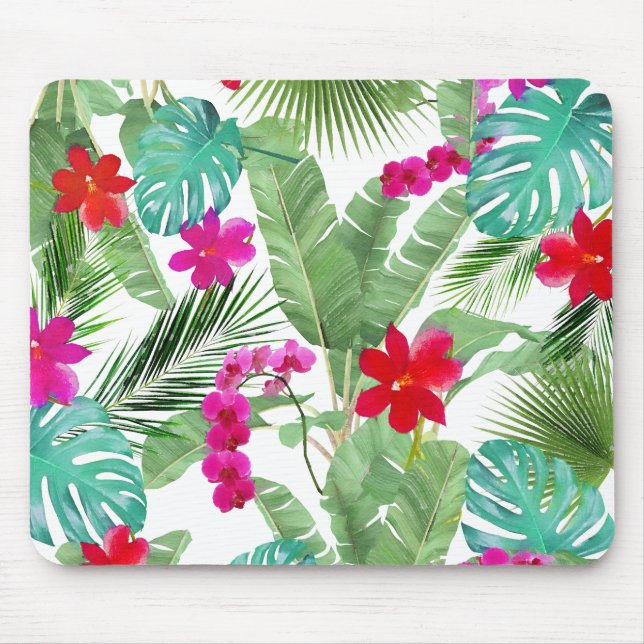 Chic Tropical Print Watercolor Mousepad (Vorne)