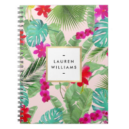 Chic Tropical Print Watercolor Pink Notizblock
