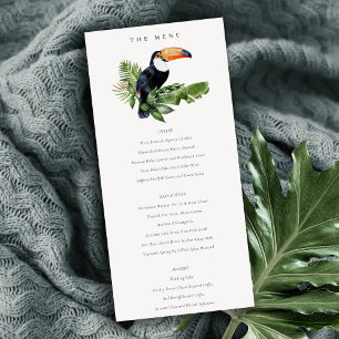 Chic Tropical Rainforest Toucan Mariage Carte Menu