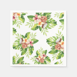 Chic Tropical Watercolor Floral Serviette