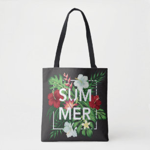 Chic Tropisch Weiß und Roter Hibiskus Sommer Tasche