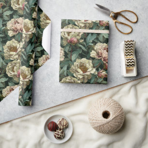 Chic tropische Pfingstrosen Geschenkpapier