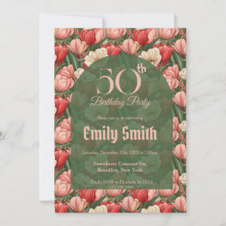 Chic Tulip Charm Surprise Birthday Party Einladung