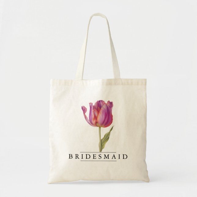 Chic Tulip Floral Botanical-Personalize-Budget Tragetasche (Vorne)