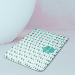 Chic Türkis Weiß Teal Punkte Monogramm Name Badematte