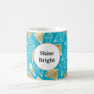 Chic Turquoise Aqua Blue Gold Diamonds Kaffeetasse