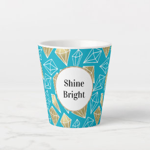 Chic Turquoise Aqua Blue Gold Diamonds Milchtasse
