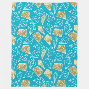 Chic Turquoise Aqua Blue Gold Diamonds Weihnachten Fleecedecke