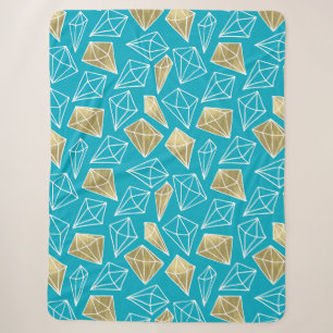 Chic Turquoise Aqua Blue Gold Diamonds Weihnachten Sherpadecke