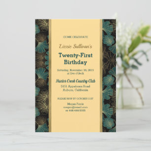 Chic Turquoise Botanique Invitation Anniversaire