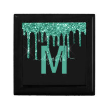 Chic Turquoise Drift Glitzer Monogram Name