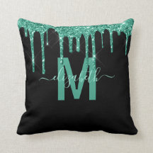 Chic Turquoise Drift Glitzer Monogram Name