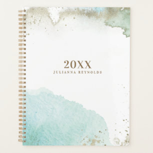 Chic Turquoise & Gold Abstrakt Art Planer