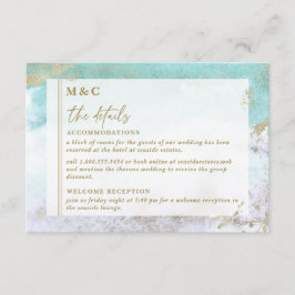 Chic Turquoise Gold Abstrakt Watercolor Begleitkarte
