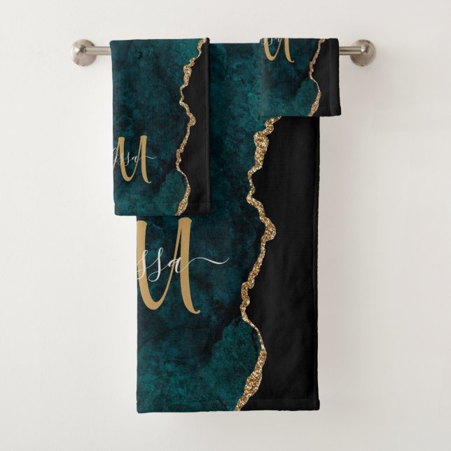 Chic Turquoise Gold Parties scintillant Agate Pers (En situation)