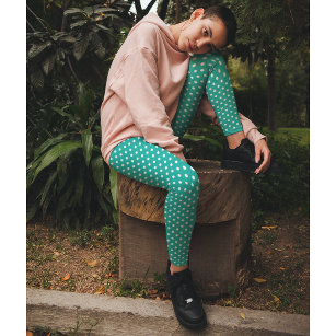 Chic Turquoise Small Polka Dots Muster Mode Leggings