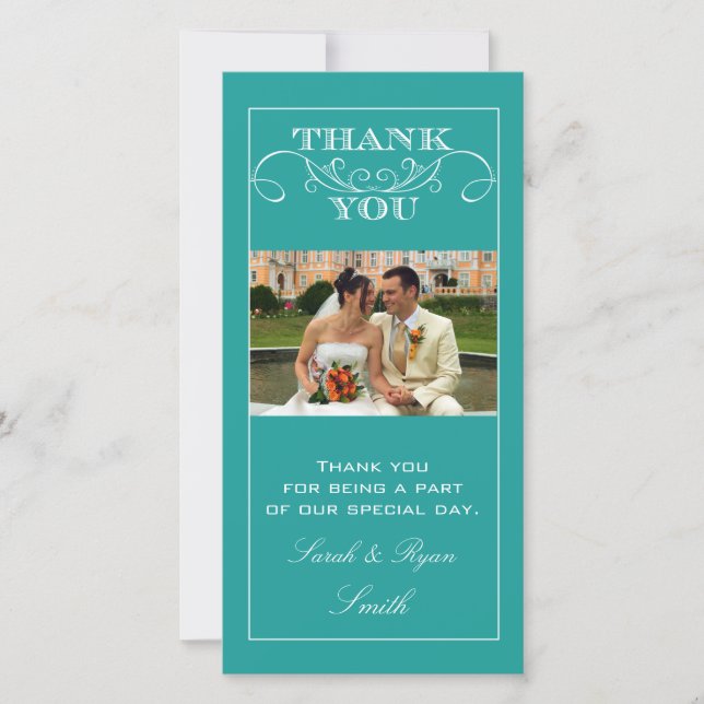 Chic Turquoise Wedding danke Ihnen Foto Cards (Vorderseite)