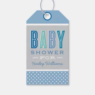 Chic Type Baby Boy Dusche Blau und Grau Geschenkanhänger