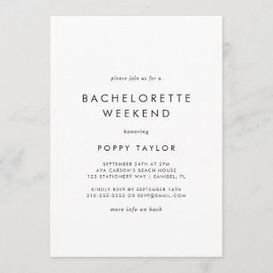 Chic Typografie Bachelorette Weekend Einladung