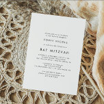 Chic Typografie Bat Mitzvah Einladung<br><div class="desc">Diese schicke Typografie Bat Mitzvah Einladung ist perfekt für eine moderne Fledermausmitzvah. Das einfache Design zeichnet sich durch klassisch minimalistische schwarz-weiße Typografie mit einem rustikalen Bohustempfinden aus. Anpassbar in jeder Farbe. Behalt das Design minimal und elegant,  wie es ist,  oder personalisiere es durch Hinzufügen von eigenen Grafiken und Kunstwerken.</div>