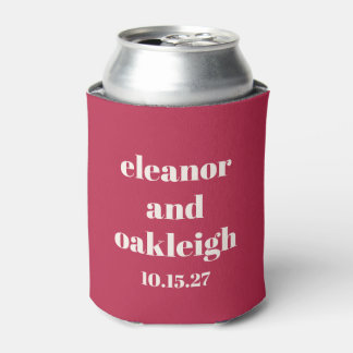 Chic Typografie Magenta Red Ivory Custom Wedding Dosenkühler