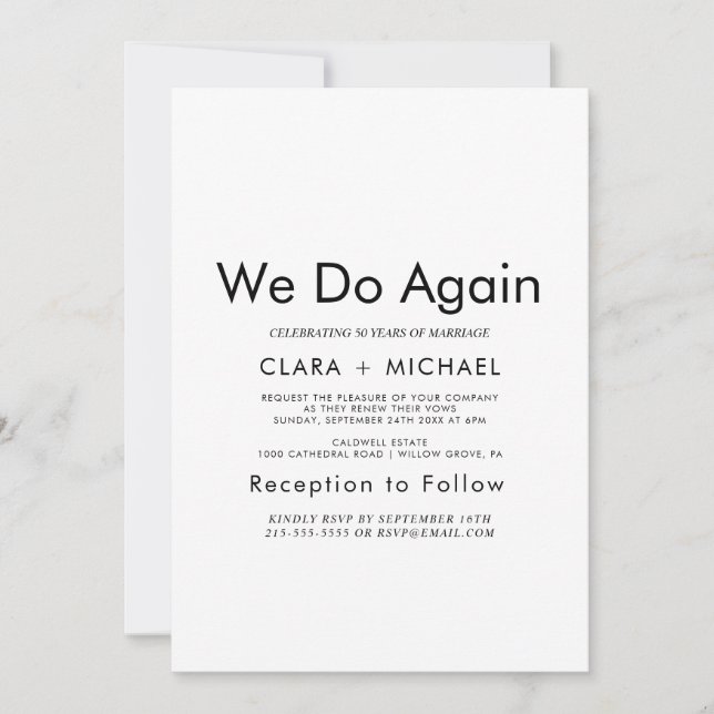 Chic Typografie "We Do Again" - Erneuerung Einladung (Vorderseite)