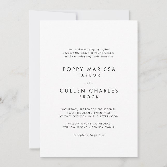 Chic Typografy Bold Name Traditionelle Hochzeit Einladung (Vorderseite)