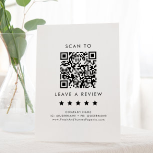 Chic Typografy Business QR Code Verlassen Sockelschild