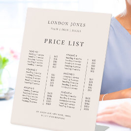 Chic Typografy Business Service Blush Preisliste Sockelschild