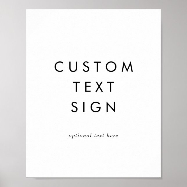 Chic Typografy Cards & Geschenke Custom Text Sign Poster (Vorne)