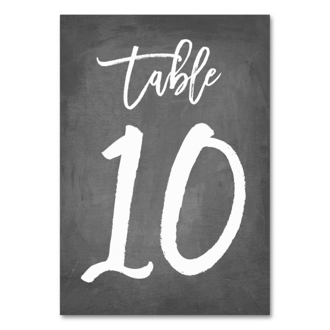 Chic Typografy Chalkboard Tischnummer | Tabelle 10 (Vorderseite)