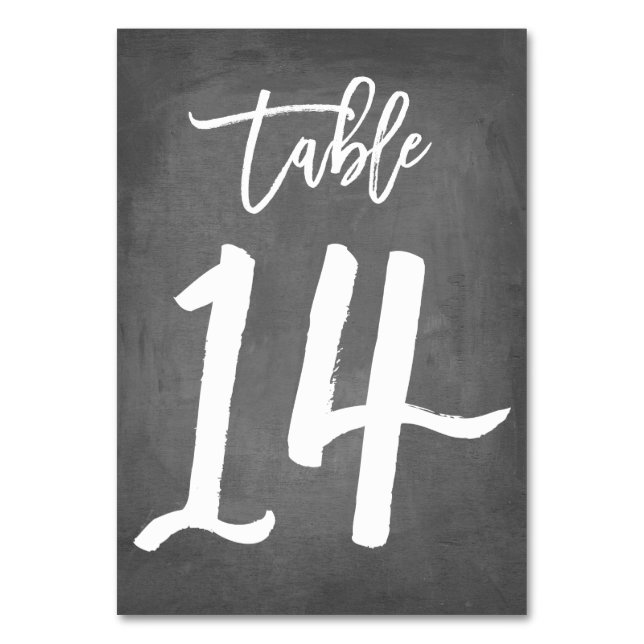Chic Typografy Chalkboard Tischnummer | Tabelle 14 (Vorderseite)