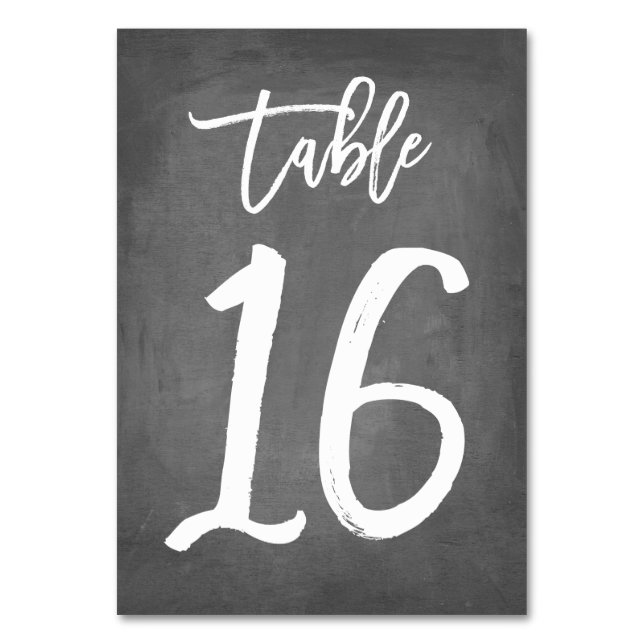 Chic Typografy Chalkboard Tischnummer | Tabelle 16 (Vorderseite)