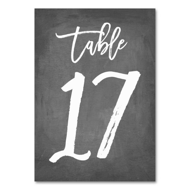 Chic Typografy Chalkboard Tischnummer | Tabelle 17 (Vorderseite)