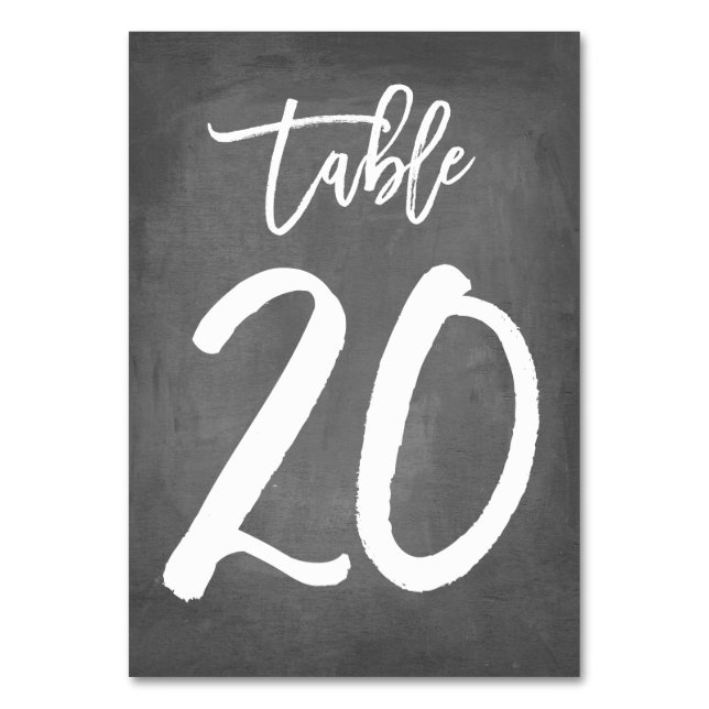 Chic Typografy Chalkboard Tischnummer | Tabelle 20 (Vorderseite)