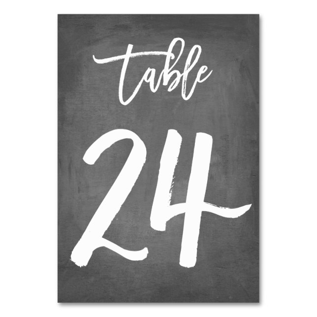 Chic Typografy Chalkboard Tischnummer | Tabelle 24 (Vorderseite)