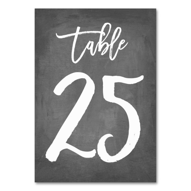 Chic Typografy Chalkboard Tischnummer | Tabelle 25 (Vorderseite)