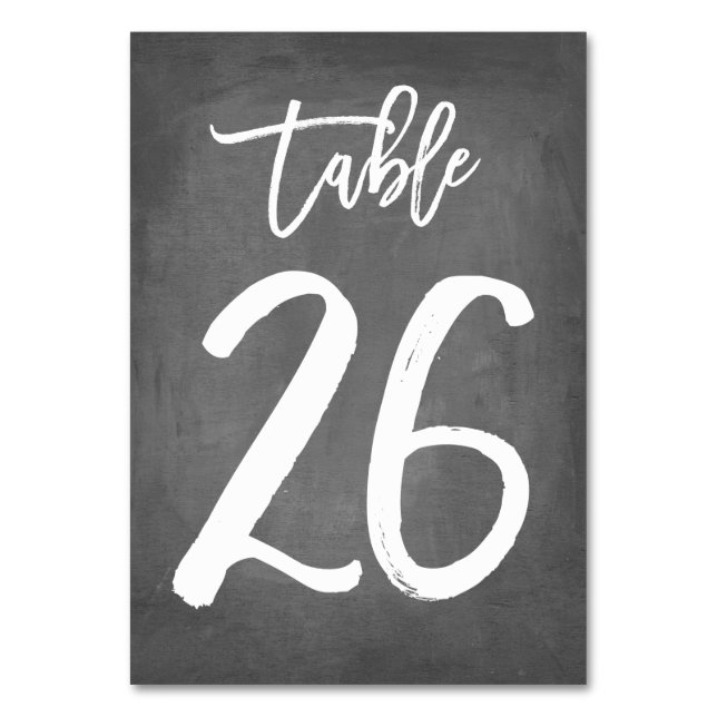 Chic Typografy Chalkboard Tischnummer | Tabelle 26 (Vorderseite)