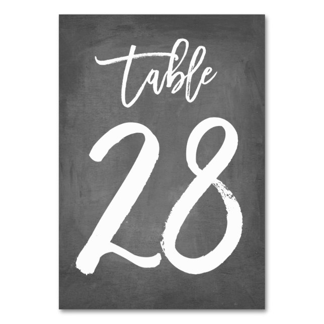 Chic Typografy Chalkboard Tischnummer | Tabelle 28 (Vorderseite)