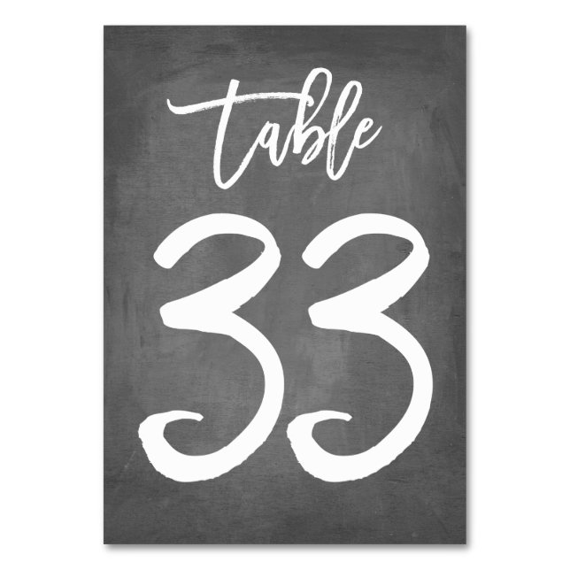 Chic Typografy Chalkboard Tischnummer | Tabelle 33 (Vorderseite)