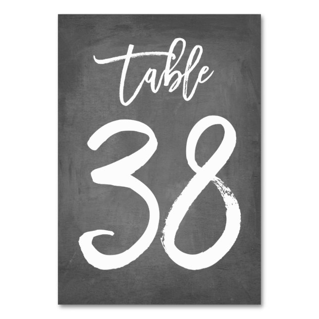 Chic Typografy Chalkboard Tischnummer | Tabelle 38 (Vorderseite)