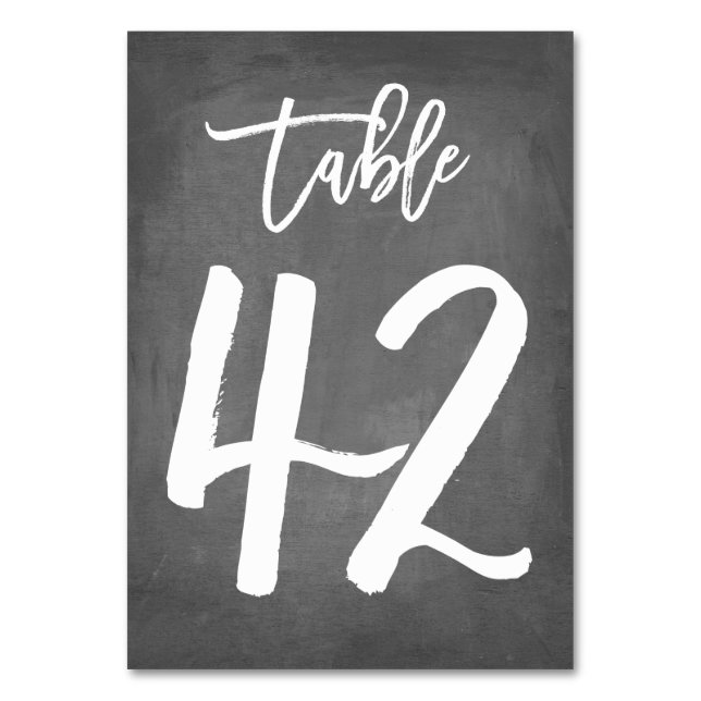 Chic Typografy Chalkboard Tischnummer | Tabelle 42 (Vorderseite)