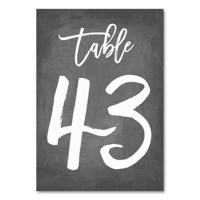 Chic Typografy Chalkboard Tischnummer | Tabelle 43 (Vorderseite)